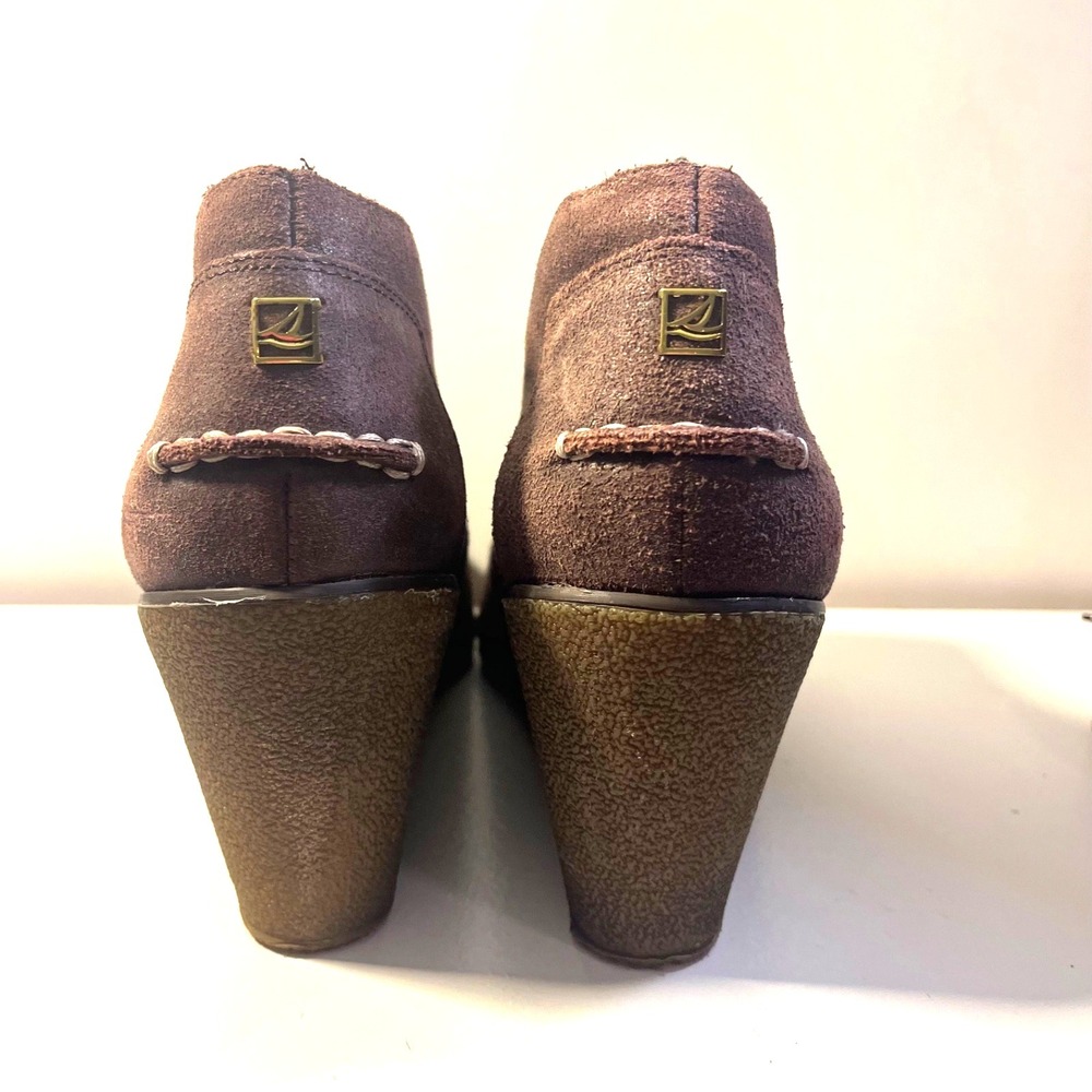 Sperry TopSider Harlow Brook Wedge Bootie Pull On Size 8.5M Earthy Brown Suede - Picture 4 of 8